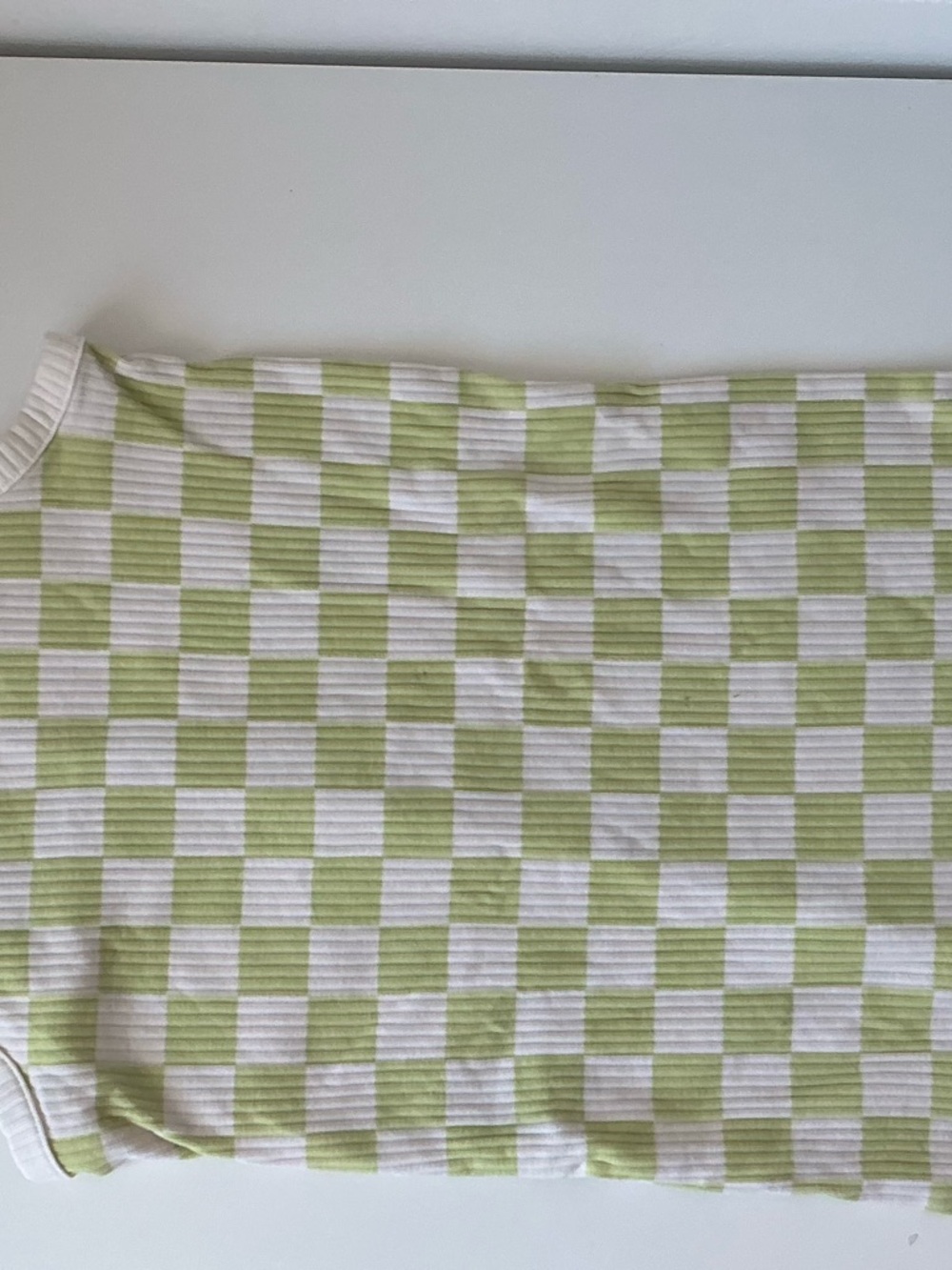 Old Navy Cream and Light Green Ribbed Knit dress